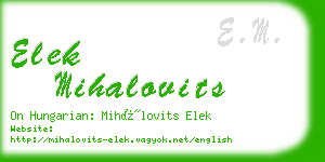 elek mihalovits business card